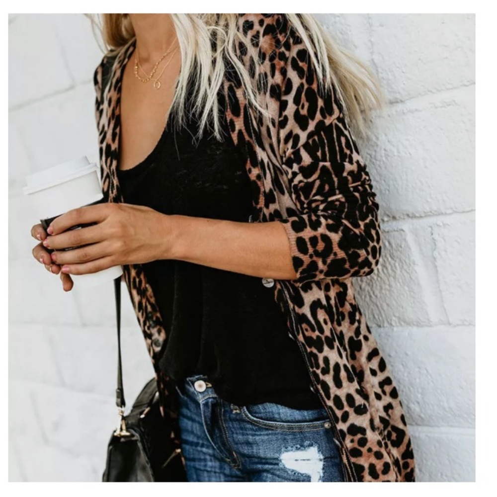 Trendy Animal Print Jacket New With Tags Beige - Picture 2 of 6